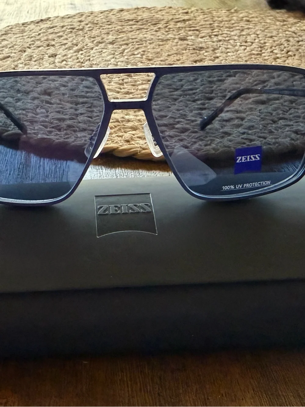 ZEISS Black Aviator Sunglasses with Removable Lens